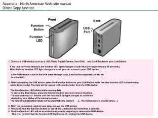 Appendix : North American Web site manual Direct Copy function