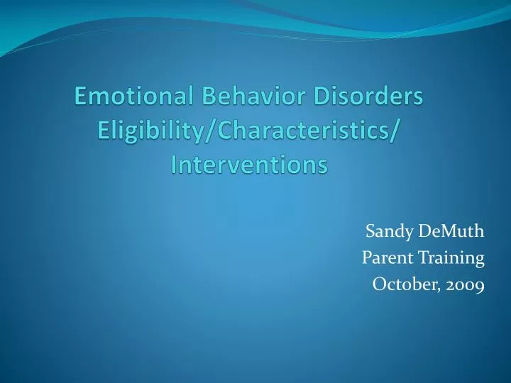 emotional behavior disorders eligibility characteristics interventions