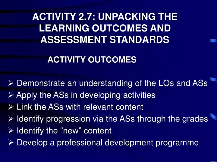 activity 2 7 unpacking the learning outcomes and assessment standards