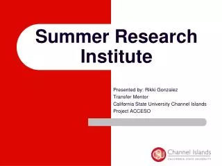 Summer Research Institute