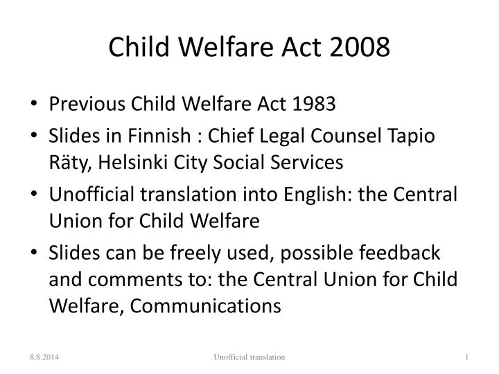 child welfare act 2008