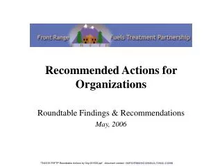 Recommended Actions for Organizations