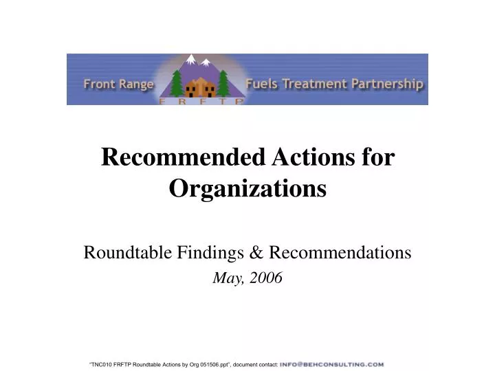 recommended actions for organizations