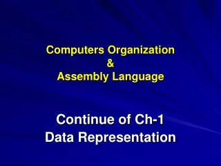 Computers Organization &amp; Assembly Language