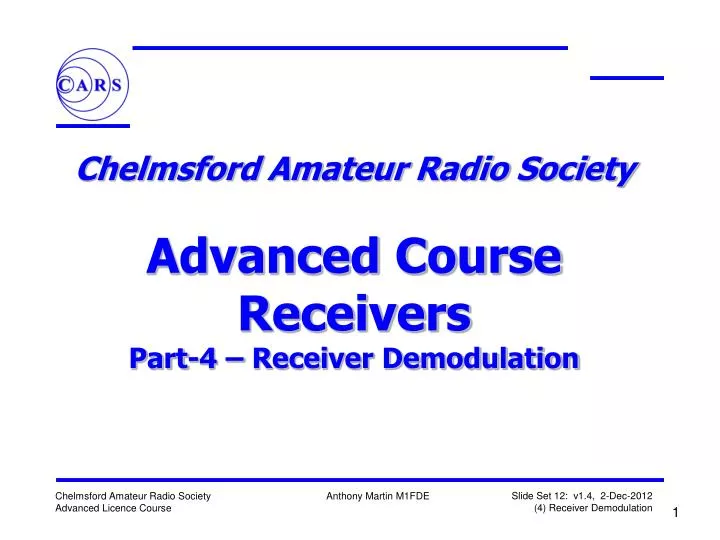chelmsford amateur radio society advanced course receivers part 4 receiver demodulation