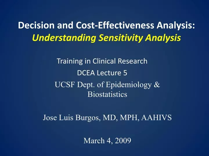 decision and cost effectiveness analysis understanding sensitivity analysis