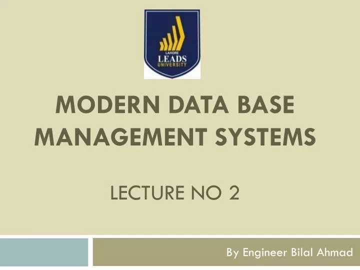 modern data base management systems lecture no 2