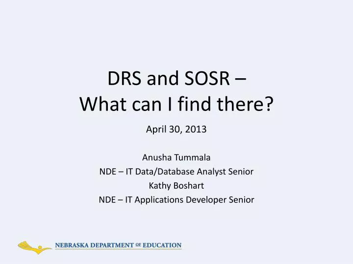 drs and sosr what can i find there april 30 2013