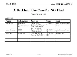 A Backhaul Use Case for NG 11ad
