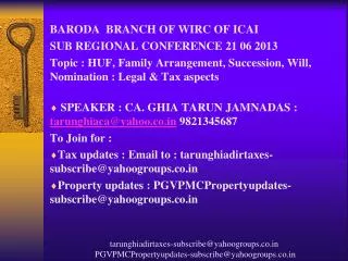 BARODA BRANCH OF WIRC OF ICAI SUB REGIONAL CONFERENCE 21 06 2013