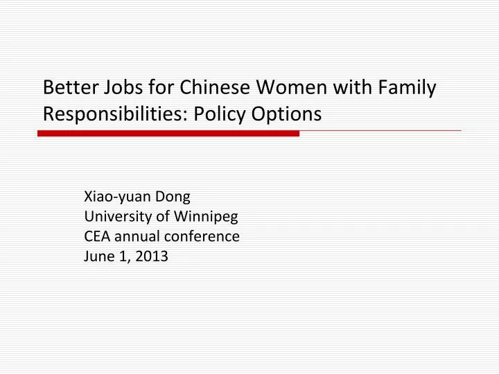 better jobs for chinese women with family responsibilities policy options