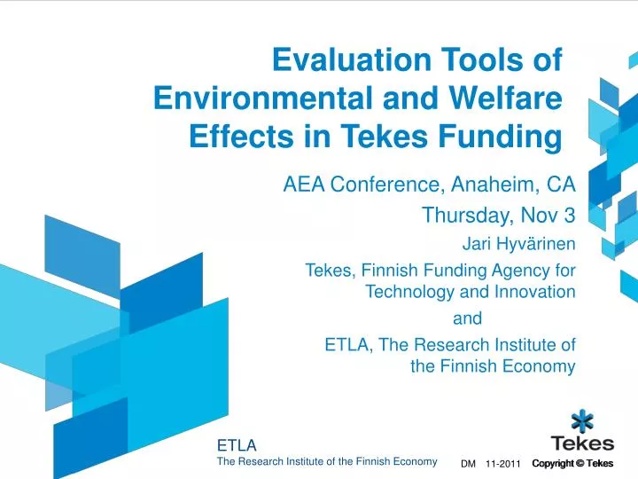 evaluation tools of environmental and welfare effects in tekes funding