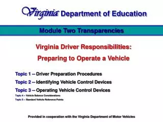 Virginia Driver Responsibilities: Preparing to Operate a Vehicle