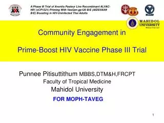 Community Engagement in Prime-Boost HIV Vaccine Phase III Trial