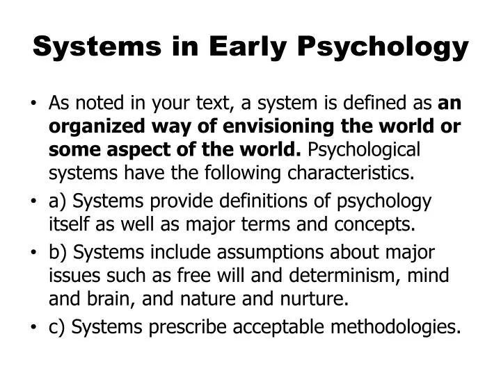 systems in early psychology