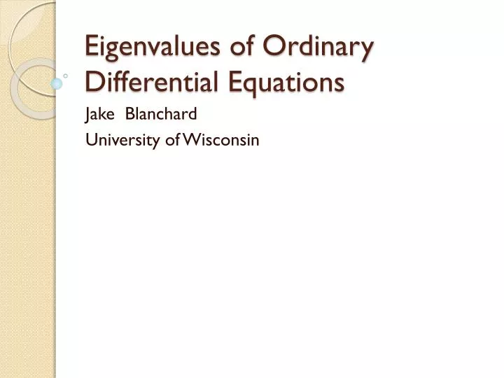 eigenvalues of ordinary differential equations
