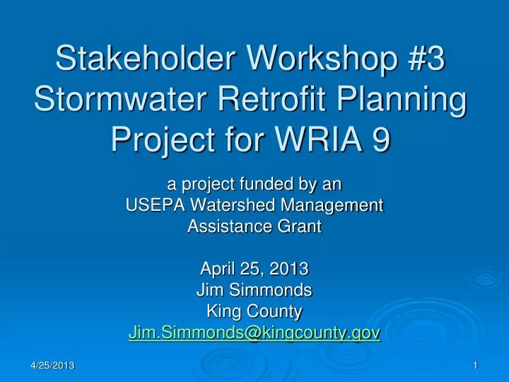 stakeholder workshop 3 stormwater retrofit planning project for wria 9