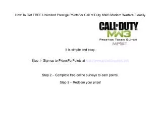 How To Get FREE Unlimited Prestige Points for Call of Duty MW3 Modern Warfare 3 easily