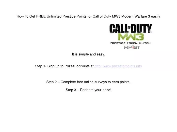how to get free unlimited prestige points for call of duty mw3 modern warfare 3 easily