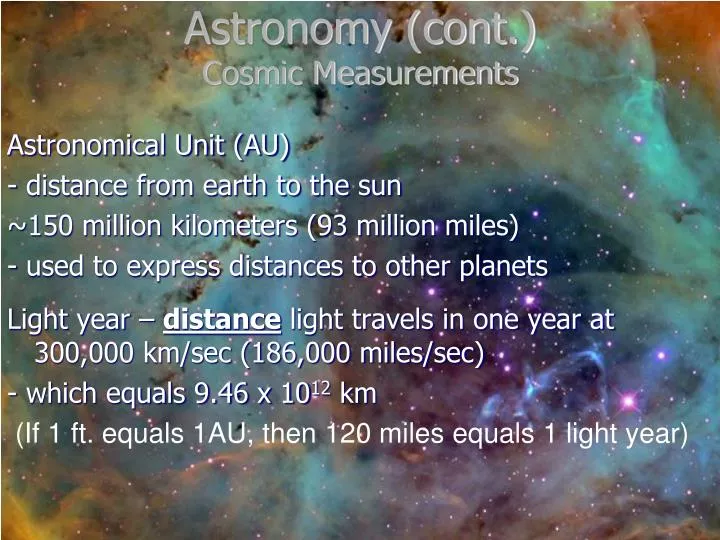 astronomy cont cosmic measurements