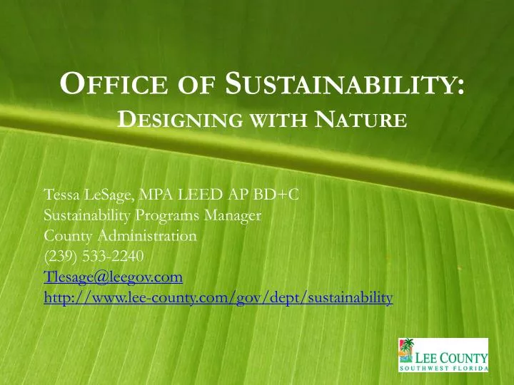 office of sustainability designing with nature