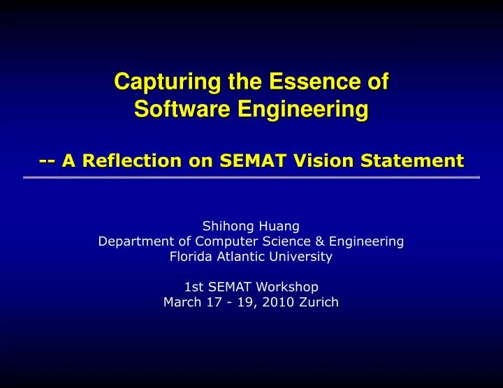 capturing the essence of software engineering a reflection on semat vision statement