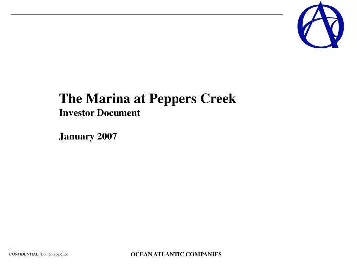 the marina at peppers creek investor document january 2007