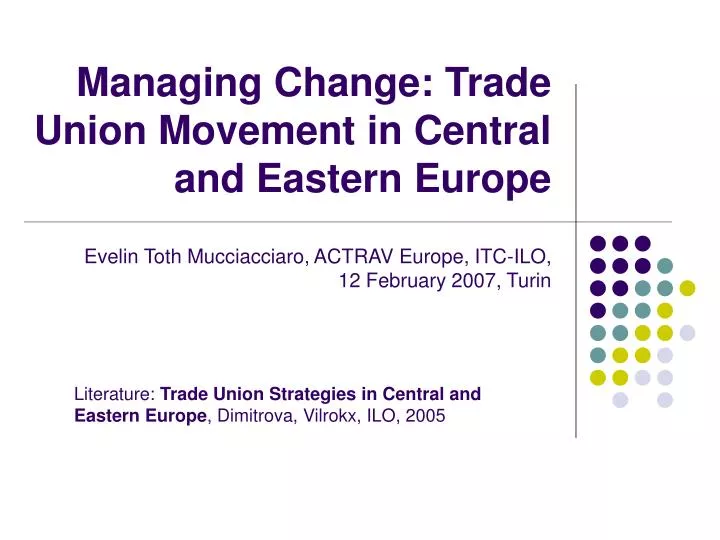 managing change trade union movement in central and eastern europe