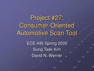 Project #27: Consumer-Oriented Automotive Scan Tool