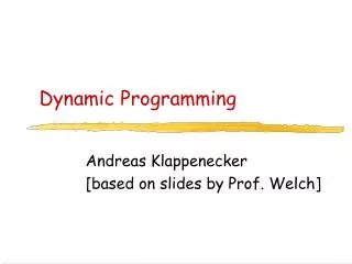 Dynamic Programming