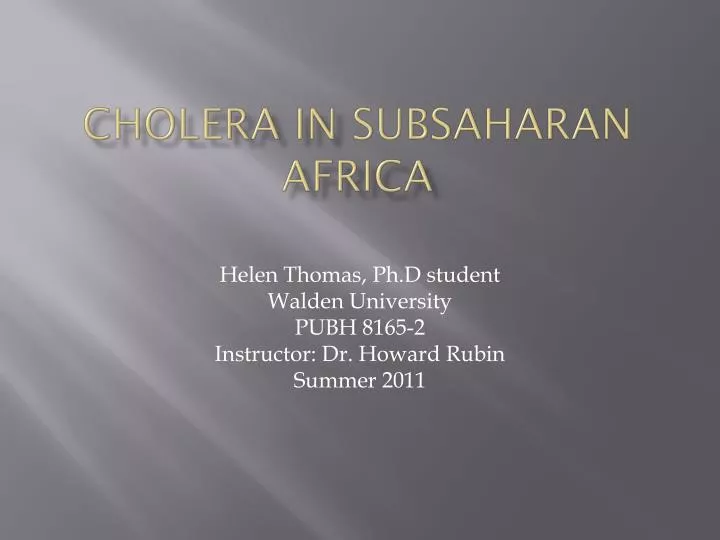 cholera in subsaharan africa