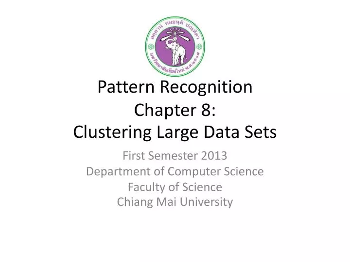 pattern recognition chapter 8 clustering large data sets