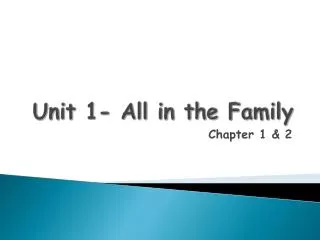 Unit 1- All in the Family