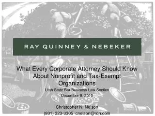 What Every Corporate Attorney Should Know About Nonprofit and Tax-Exempt Organizations