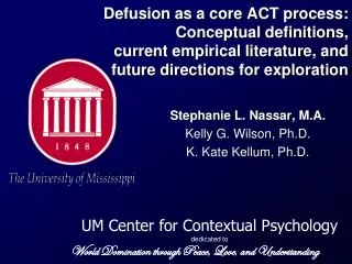 Stephanie L. Nassar , M.A. Kelly G. Wilson, Ph.D. K. Kate Kellum , Ph.D.