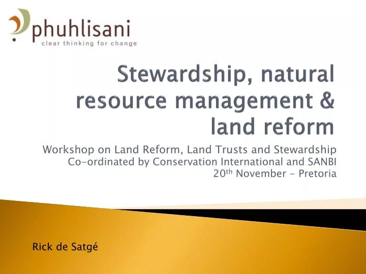 stewardship natural resource management land reform