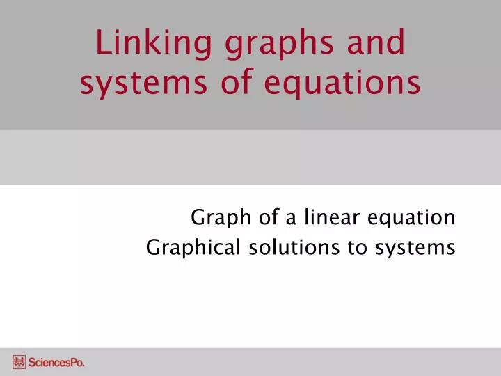 linking graphs and systems of equations