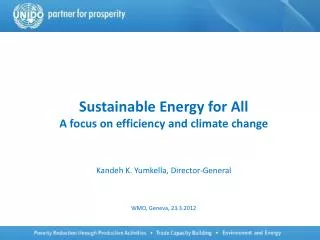 Sustainable Energy for All A focus on efficiency and climate change