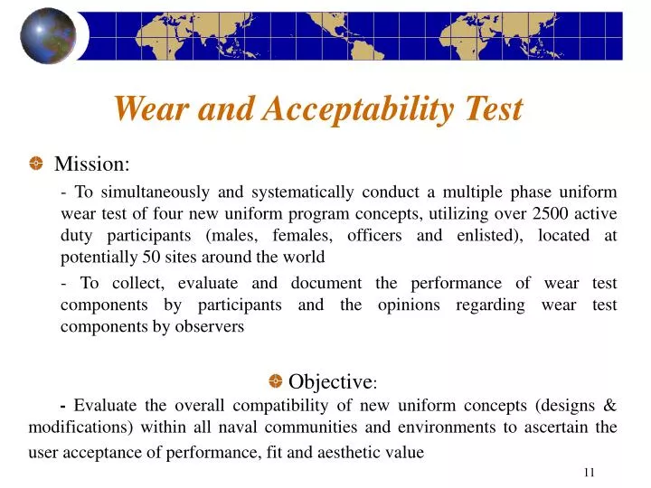 wear and acceptability test