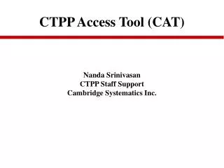 CTPP Access Tool (CAT)
