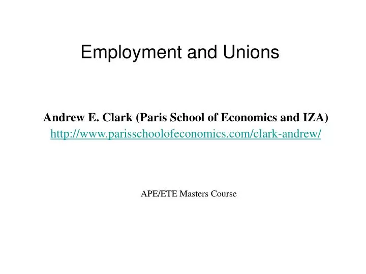 employment and unions