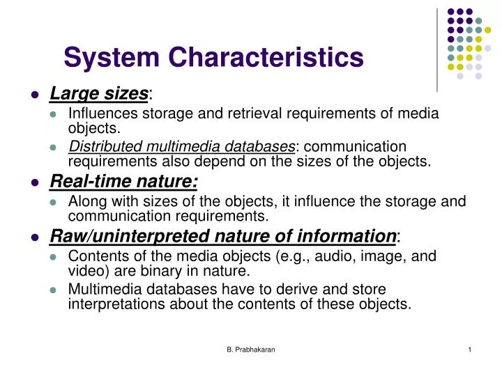 system characteristics