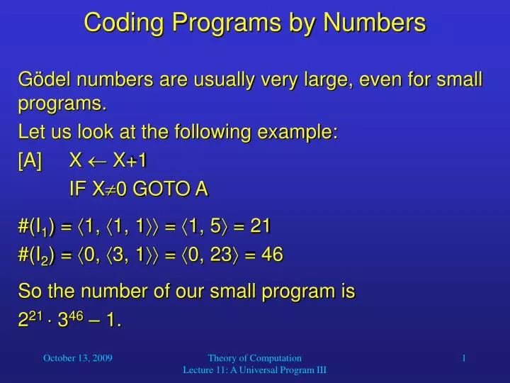 coding programs by numbers
