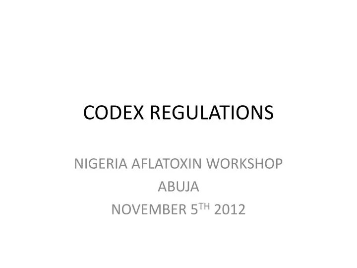 codex regulations
