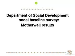 Department of Social Development nodal baseline survey: Motherwell results