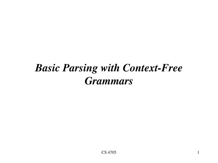 basic parsing with context free grammars
