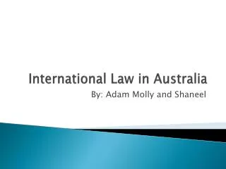 International Law in Australia