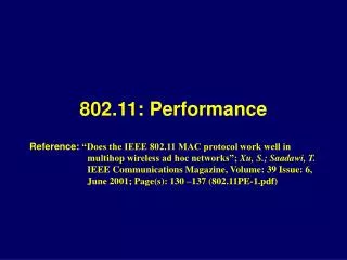802.11: Performance
