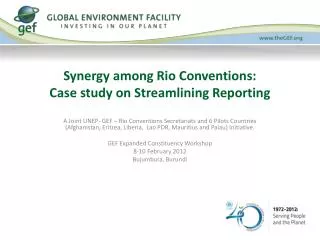 Synergy among Rio Conventions: Case study on Streamlining Reporting