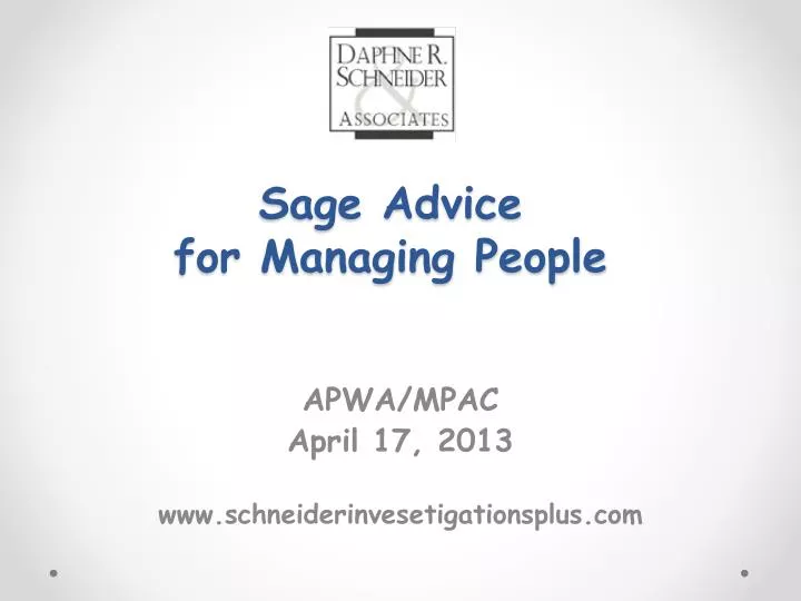 sage advice for managing people